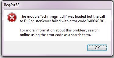 راه حل ارور اکتیو دایرکتوری "The module "schmmgmt.dll" loaded but the call to DllRegisterServer failed with error code 0x80040201"