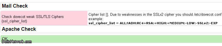 آموزش رفع خطای Check dovecot weak SSL/TLS Ciphers فایروال CSF