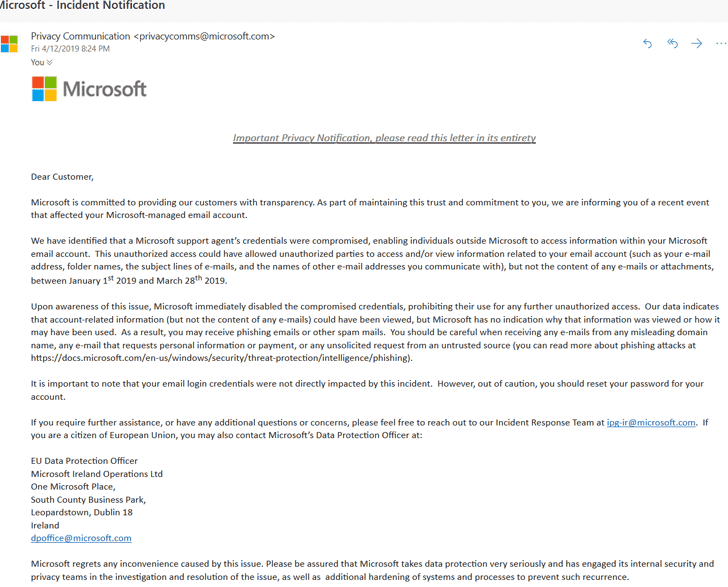 هکرها Microsoft Support Agent را به‌ منظور دسترسی به ایمیل های Outlook، در معرض خطر قرار دادند.