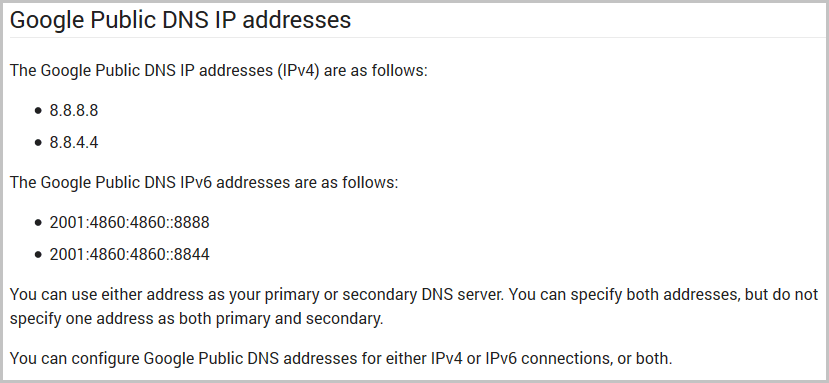 Google Public DNS Server