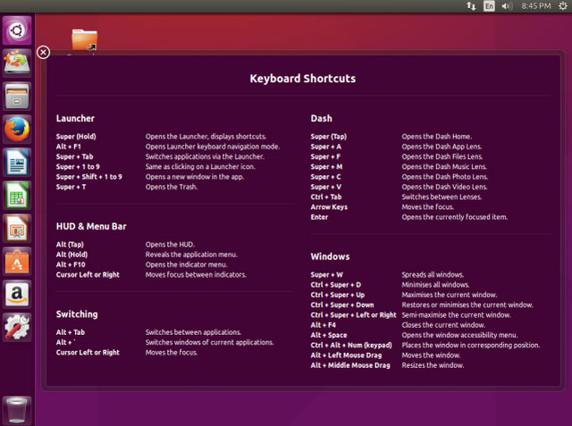 کلید های میانبر در اوبونتو (Ubuntu)