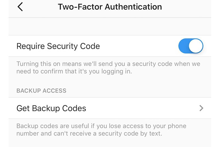 فعال سازی تایید دو مرحله ای اینستاگرام - Two-factor Authentication