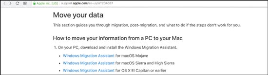 انتقال اطلاعات از ویندوز به مک