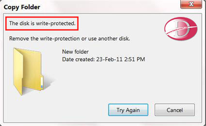 مشکل خطای رایت پروتکت فلش و رم - ارور "The disk is write protected"