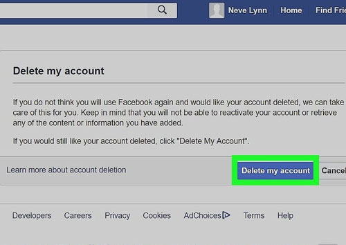 آموزش حذف اکانت فیس بوک - نحوه دیلیت اکانت Facebook
