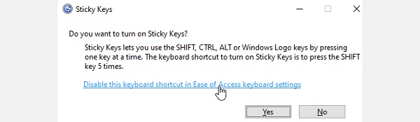 آموزش نحوه غیر فعال کردن حالت Sticky Keys ویندوز 10 و 8 و 7