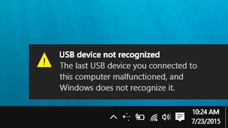 آموزش رفع مشکل ارور USB Device Not Recognized در ویندوز 7/8/10