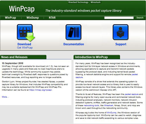 دانلود نرم افزار WinPcap و WinDump برای کامپیوتر ویندوز 7/8/10