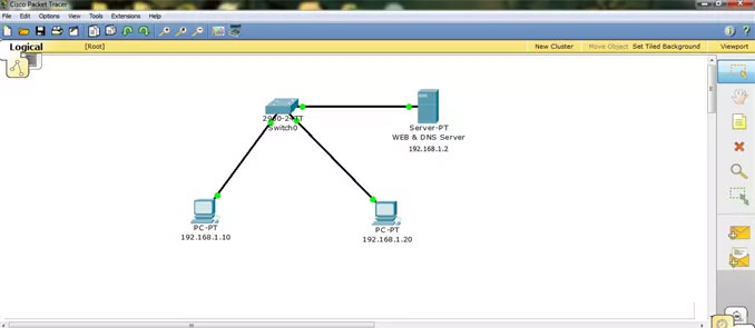 آموزش راه اندازی DNS Server در پکت تریسر (Packet Tracer)