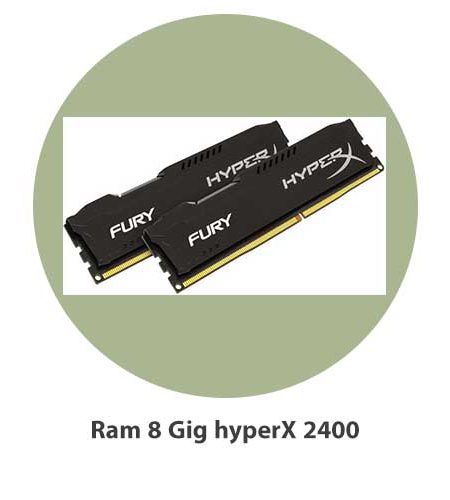 رم کامپیوتر کینگستون 8 گیگابایت مدل HyperX Fury DDR4 با فرکانس 2400