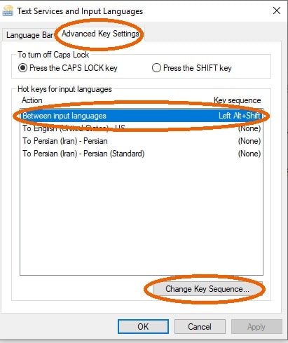 آموزش حل مشکل کار نکردن Alt + Shift برای تغییر زبان ویندوز 10 و 8 و 7