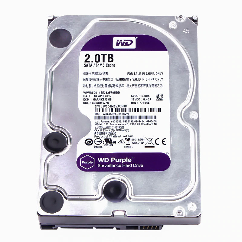هارد دیسک اینترنال وسترن دیجیتال بنفش WD Purple 2TB با ظرفیت 2 ترابایت
