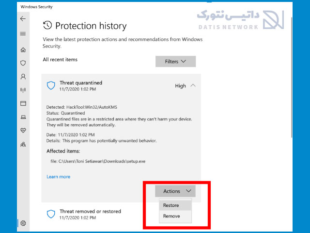 آموزش بازیابی یا ریکاوری فایل های حذف شده توسط ویندوز دیفندر (Windows Defender)