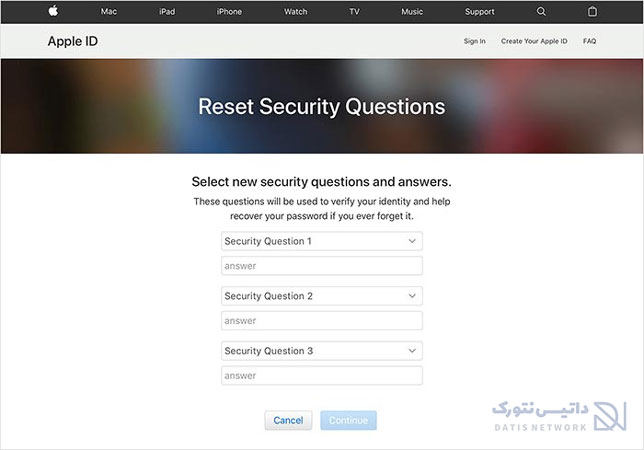 آموزش تغییر سوال امنیتی اپل آیدی