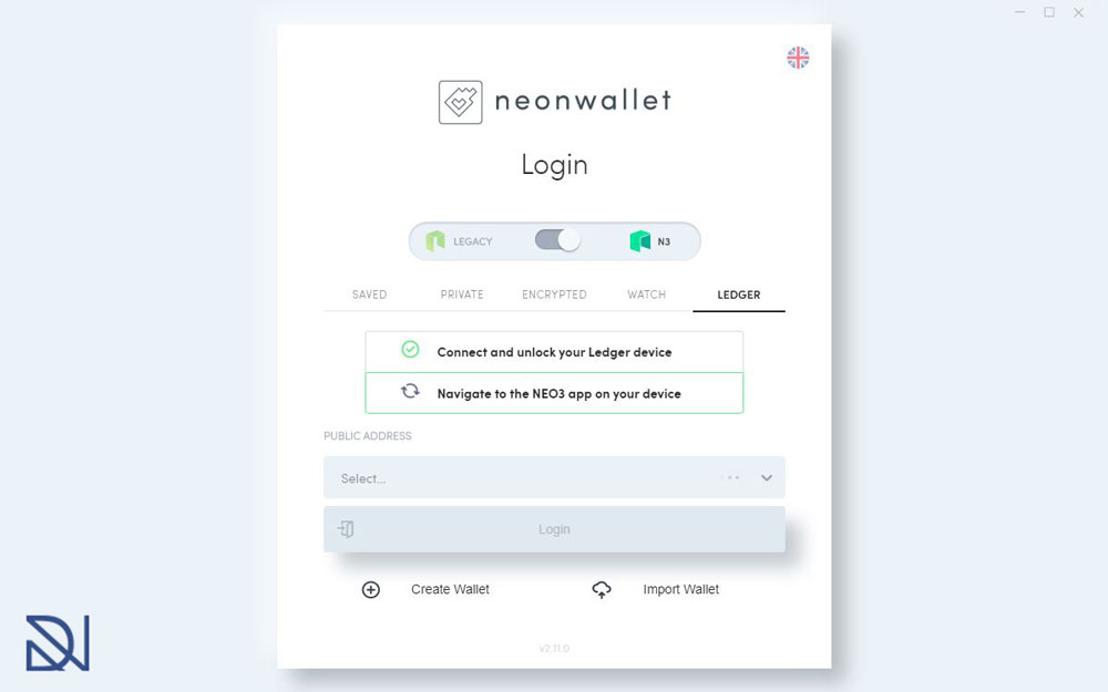 connect neonwallet to ledger