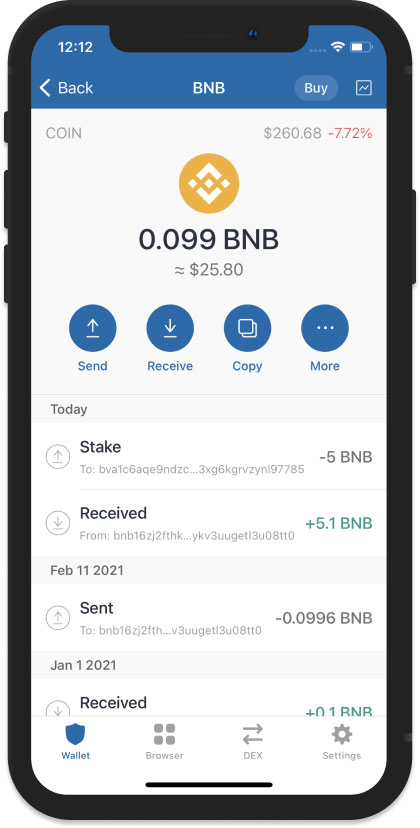 آموزش استیک BNB در کیف پول تراست والت