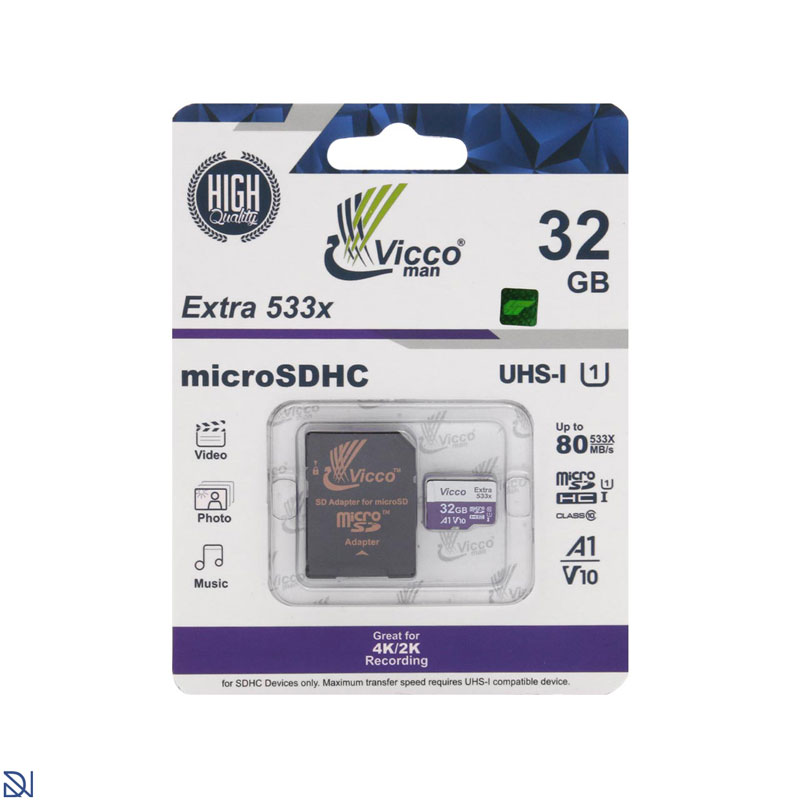 کارت حافظه Vicco man MicroSDHC UHS-I U1 Class10 Extra 533X 32GB