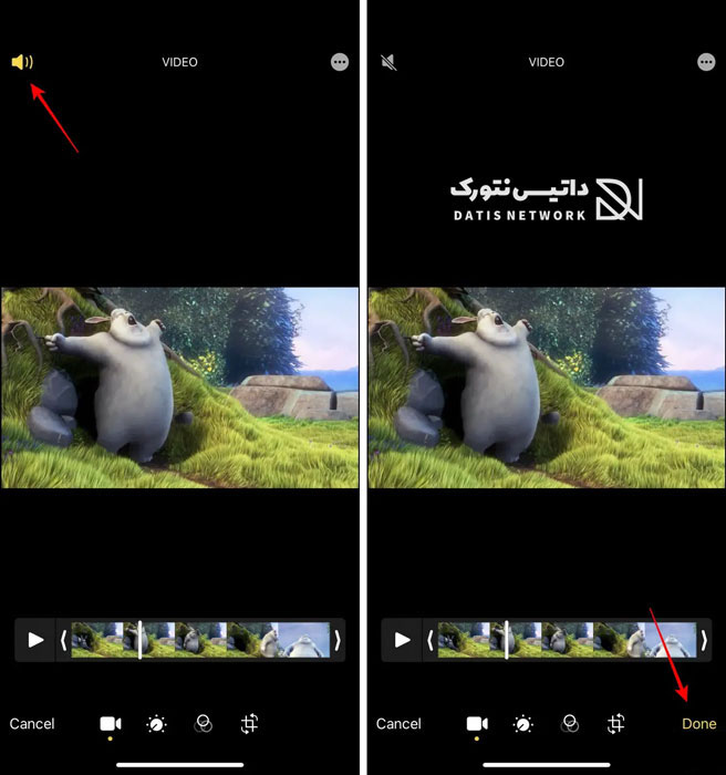 آموزش حذف صدا از ویدیو در گوشی های آیفون (iOS)